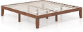 KOMFOTT 14 Inches Wood Platform Bed Frame King Size, Wooden Mattress Foundation with Rubber Wood Frame, Strong Wooden Slat Support, No Box Spring Needed, Bed Frame (Brown Cherry)