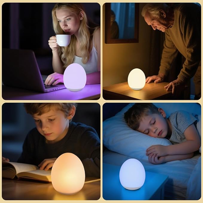 Silicone Baby Night Light 7 RGB Egg Night Light for Nursery, 3-Level Dimming Portable Nursery Night Lamp for Breastfeeding Kids Bedroom Gifts for Newborn Toddler Girls Boys,led christmas lights