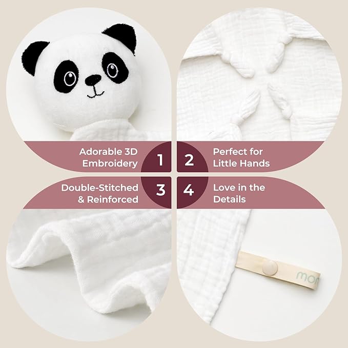 Momcozy Loveys for Babies with Cotton - Soft Security Blanket for Boy or Girl for Self-Soothing On-The-Go-Adorable Portable & Anti-Drop Design - Newborn Gift，Must Have（White 14 inch）