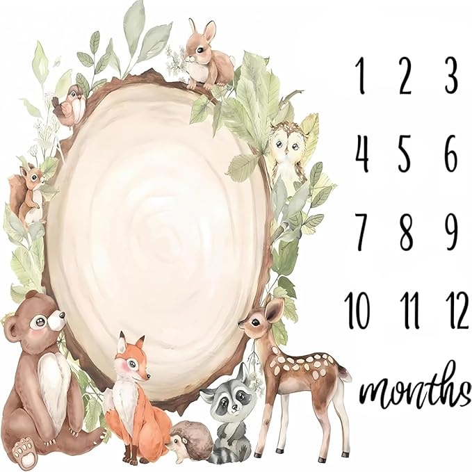 OLIVE OLIVIA Personalized Monthly Baby Milestone Blanket, Baby Months Blanket, Perfect Custom Newborn Gifts,30"x40"