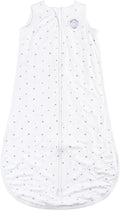 Dreamland Baby Lightweight Viscose Sleep Sack (0-6 months). 1.0 TOG Ultra Soft Blanket w/ 2-Way Zipper. 95% Viscose, 5% Spandex (White with Grey Stars). Mom-Owned US Business, Premium Materials