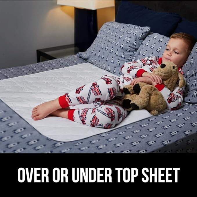 GORILLA GRIP Washable Underpads, Waterproof Reusable Heavy Absorbency Incontinence Bed Pads, Leak Proof Toddler Mattress Pad, 24x36 4 Pack, Slip Resistant for Bedwetting, Adults and Kids, White