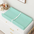 YACODAVO Wipeable Baby Changing Pad for Dresser and Table, Cozy Diaper Changing Pad with Waterproof & Wipe-Clean Leather Cover, Green