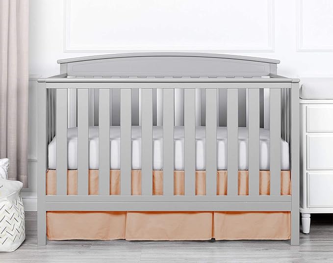 Box Pleated Crib Bed Skirt Premium 100% Cotton 800 Thread Count Nursery Crib Toddler Bedding Crib Bedskirt for Baby Boys or Baby Girls, (28" x 52") + 16" Drop Lenght - Blush Solid