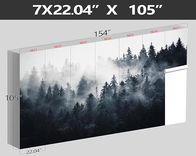 XMPMBM-Misty Forest Fabric Wallpaper Pine Forest Living Room Bedroom Bathroom Wall Mural-W 154" X H 105"（112 Square Foot）