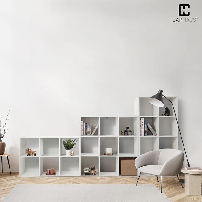 CAPHAUS 11-Inch Cube Storage Organizer Shelf, Home Storage Shelf Divider w/Back, 6-Cube Storage Bookcase, White