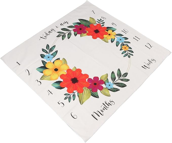 Baby Monthly Milestone Blanket Novelty Decorative Wreath Pattern Newborn Photography Background Blanket