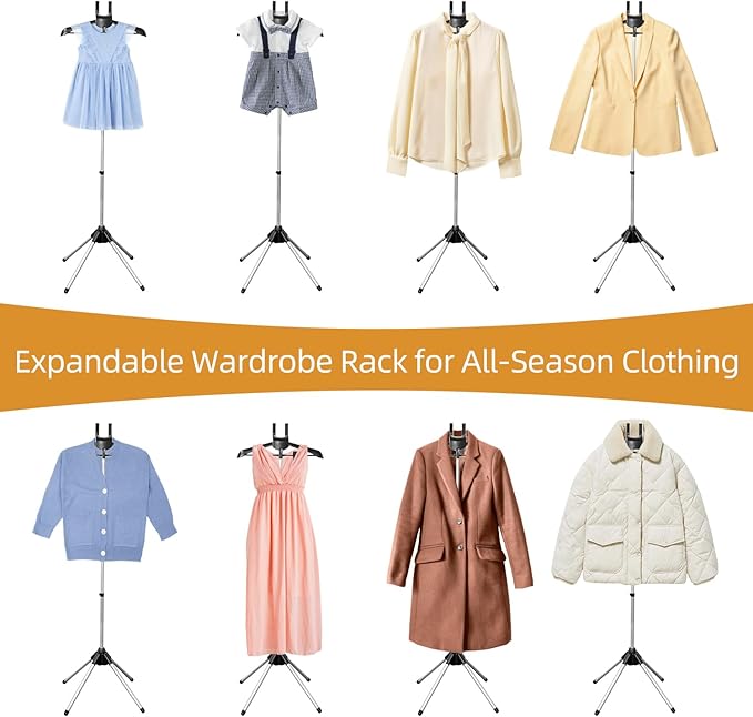 Adjustable Shirt Display Stand 32-63 Inch, Foldable Clothing Display Stand Mannequin Torso for Retail Vendors, Multi-Use Steamer Rack Stand for Clothes Garment (2)