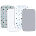 Crib Sheets for Boys or Girls 4 Pack, Baby Crib Sheets 52'' x 28'' for Standard Crib & Toddler Mattress, Soft and Breathable Material, Baby Crib Sheet Neutral, Grey Dinosaurs & Ocean