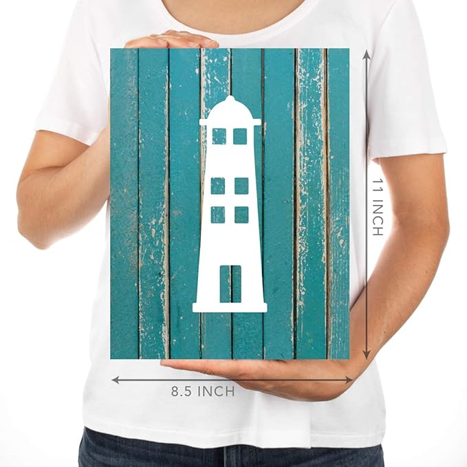 Andaz Press Ocean Nautical Sailor Theme Nursery Kids Bedroom Hanging Wall Art Decor, 8.5x11-inch, Blue Aqua Rustic Wood, Let Your Dreams Set Sail, 6-Pack, Unframed Room Poster