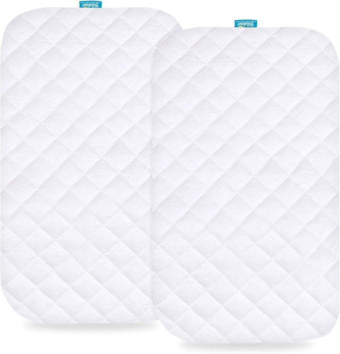 Waterproof Bassinet Mattress Pad Cover Fit for Fodoss, BIERUM, Bellababy and MiClassic Bassinet, 2 Pack, Ultra Soft Surface, Breathable and Easy Care