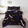 Erosebridal Bat Bedding Set Queen Size for Kids Children Happy Halloween Comforter Set Flying Bat Quilt Gothic Spooky Down Comforter with 2 Pillow Cases,Purple and Pink