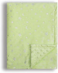 Baby Blanket for Boys Girls Soft Minky with Double Layer Dotted Backing, Star and Moon Printed 30 x 40 Inch Receiving Blanket (Green)