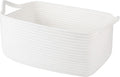 OIAHOMY 19L Woven Basket with Gift Bags and Ribbons, Gift Basket Empty for Baby Showers Birthday, Nursery Bin with Handles for Baby Room Living Room, Pet Toy Bins for Toy Organizer- White