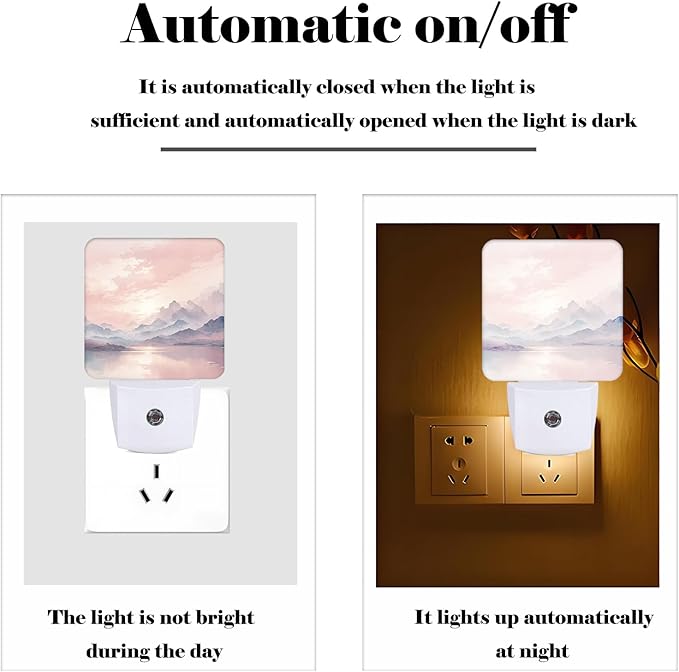 Mountain and River Night Light,Plug Into Wall with Dusk to Dawn Light Sensors, Warm Nightlights for Bedroom, Bathroom, Hallway, Kitchen, Gifts Ideal for Boys Girls Women Men