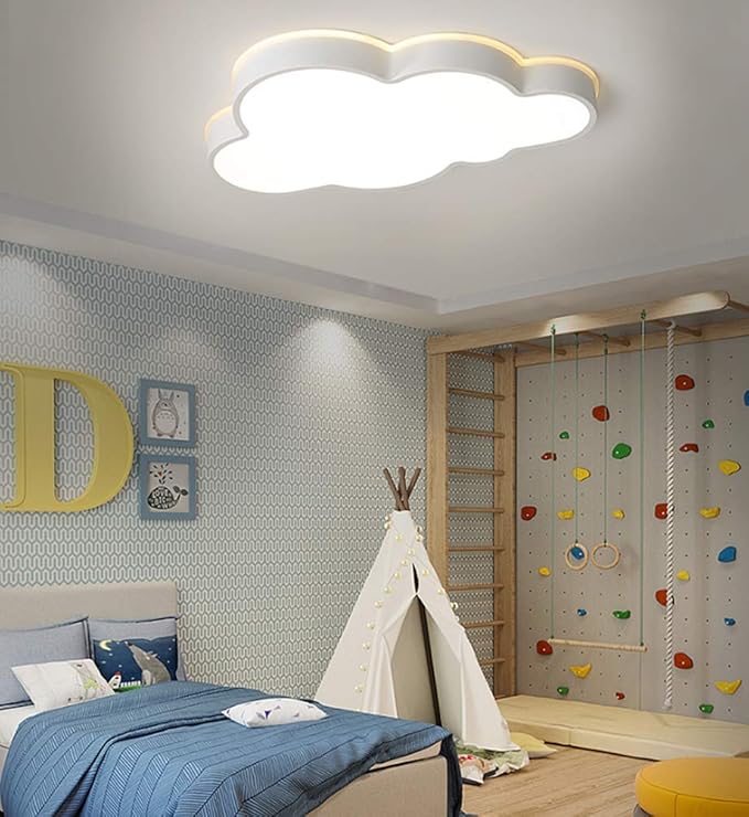 LAKIQ Modern Creative Acrylic LED Lights Cloud Shape Children Room Ceiling Light Flush Mount Ceiling Chandelier Lighting Fixture for Kids Bedroom Kindergarten Living Room(25.5'',White Light)