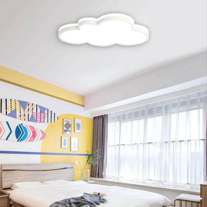 Dimmable LED Flush Mount Ceiling Light Fixture with Cloud Shape,34W 23Inch Close to Ceiling Lamp Modern Lights for Bedroom Kitchen, White Recessed Indoor Lighting 3000K-6000K Light Color Adjustable