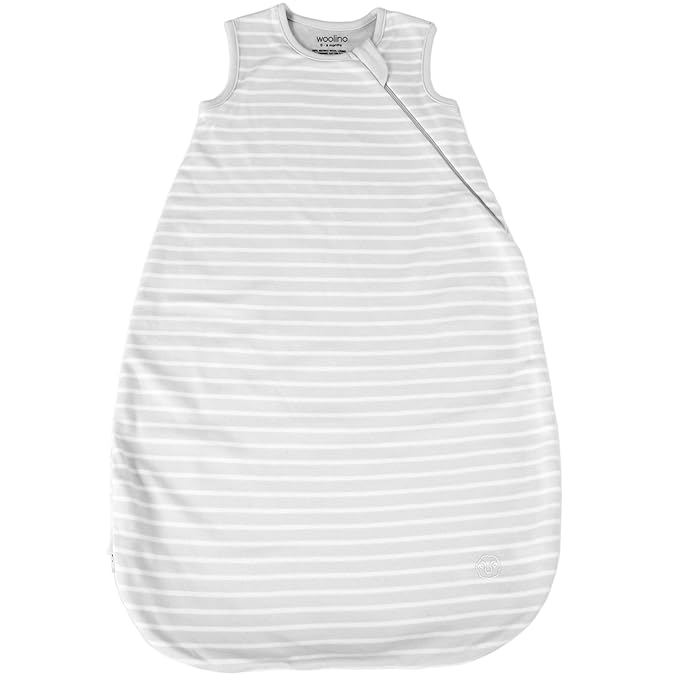 Woolino 4 Season Classic Baby Sleep Bag - Merino Wool and Organic Cotton - Two-Way Zipper Newborn Sleeping Sack - Infant Wearable Blanket - 0-6 Months - Birch Gray