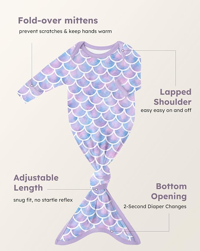 Yoofoss Baby Knotted Gowns 0-3 Months, Newborn Sleepers Hospital Coming Home Outfit for Photograph, Soft Breathable Comfort