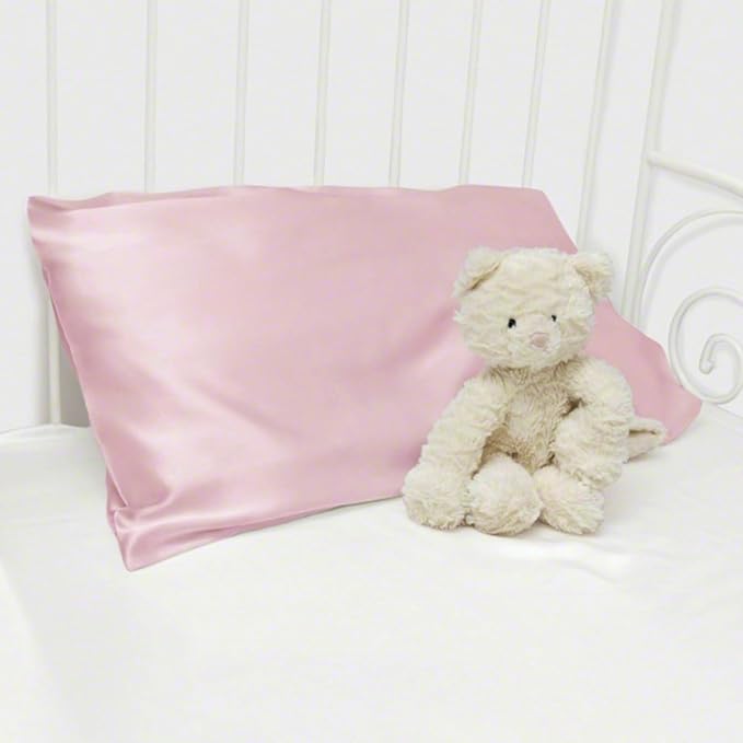 ROSEWARD Organic Mulberry Silk Baby Pillowcase with Zipper, 10"x13" Toddler Pillow Cover – Hypoallergenic, Soft for Kids Hair & Skin, for Boys & Girls, Great for Travel & Crib (Pink)