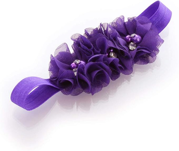 My Lello Flower Headbands Baby - Girls - Toddler Fabric Beaded Stretchy Elastic Pair