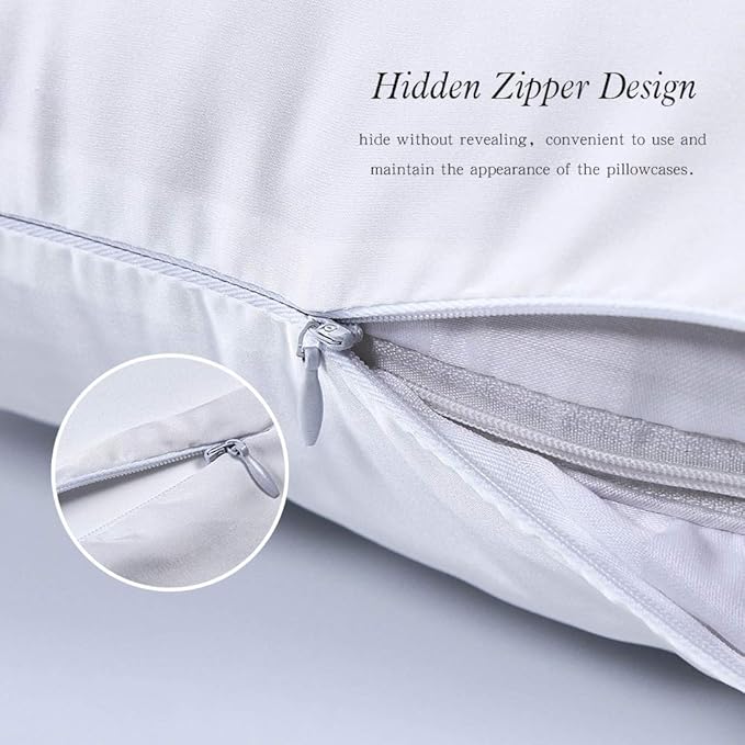 100% Mulberry Silk Pillowcases Set of 2 for Hair and Skin and Super Soft and Breathable King Size Nature Silk Pillowcases (King, White)