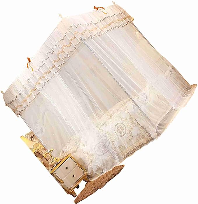 Canopy Bed Curtains Bed Drapes, Luxury Princess Four Corner Post Curtain Canopy Netting Net Bedding (180 * 200 * 200)