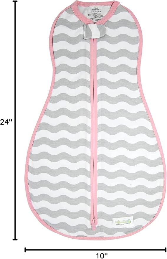 Woombie Original Baby Swaddling Blanket - Self-Soothing, Cotton Baby Swaddle with Zipper - Wearable Newborn Blanket, Mod Waves, 14-19 lbs