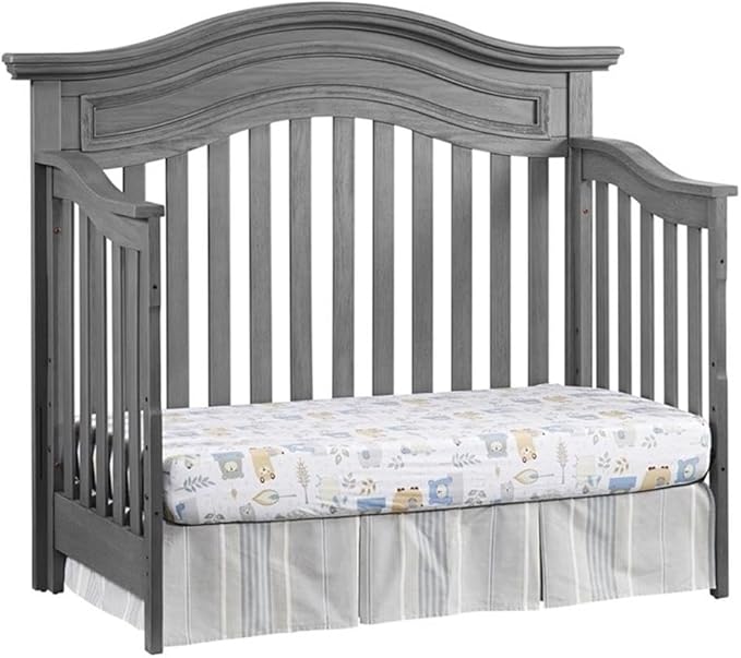 Pemberly Row Modern Wood 4 in 1 Convertible Crib in Graphite Gray