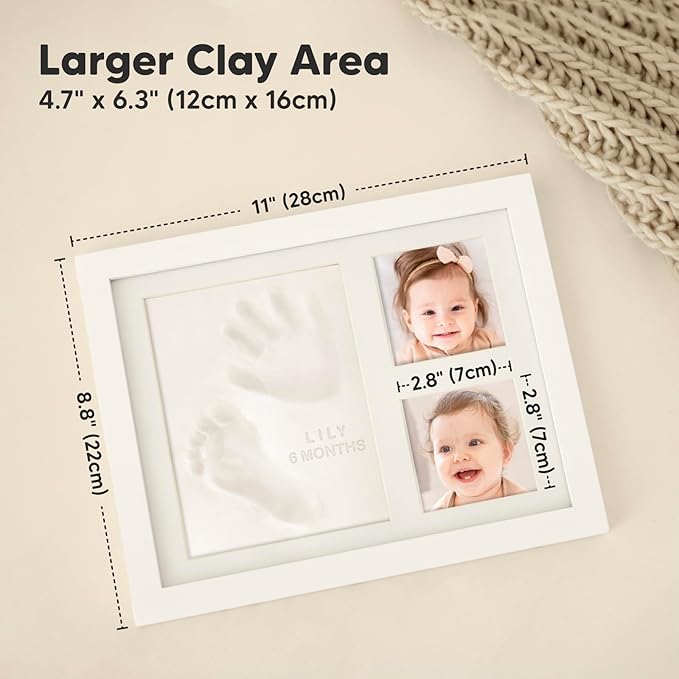 KeaBabies Baby Hand and Footprint Kit - Quick Dry Clay Baby Footprint Kit, Pets Paw, Newborn Keepsake Picture Frame for Boys, Girls, Personalized New Mom Gifts for Shower & Christmas (Alpine White)