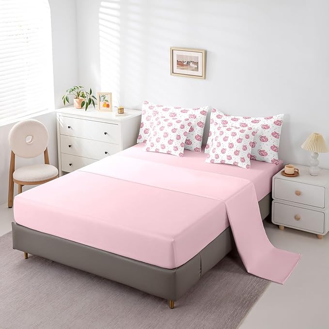 7 Pieces Bow Tie Princess Comforter Queen,Western Cowgirl Disco Crystal Ball Dreamy Bedding Set,Star Bowknot Patchwork Romantic Pink（Comforter+Fitted+Flat Sheet+2 Pillowcases+2 Throw Pillow Covers）