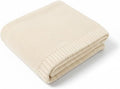 Baby Knit Blanket Soft Cotton Lightweight Newborn Blanket for Crib Stroller Toddler Nursery Shower Gift Cozy Breathable Travel Swaddle Wrap Cream 36 x 28 Inches