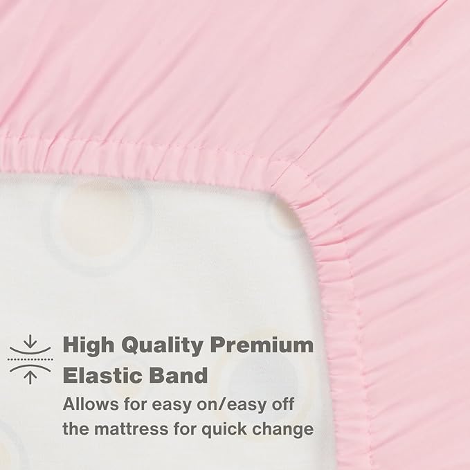 Everyday Kids Fitted Crib Sheet, 100% Soft Breathable Microfiber Baby Sheet, Fits Standard Size Crib Mattress 28in x 52in, Pink Nursery Sheet