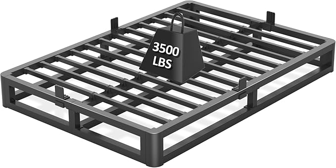Upgrade Anti Bending and Round Corner Legs 6 inch Metal California King Bed Frame 3500 LBS Heavy Steel Slats Support Platform Bed Frames No Box Spring Needed Platform Noise Free Easy Assembly