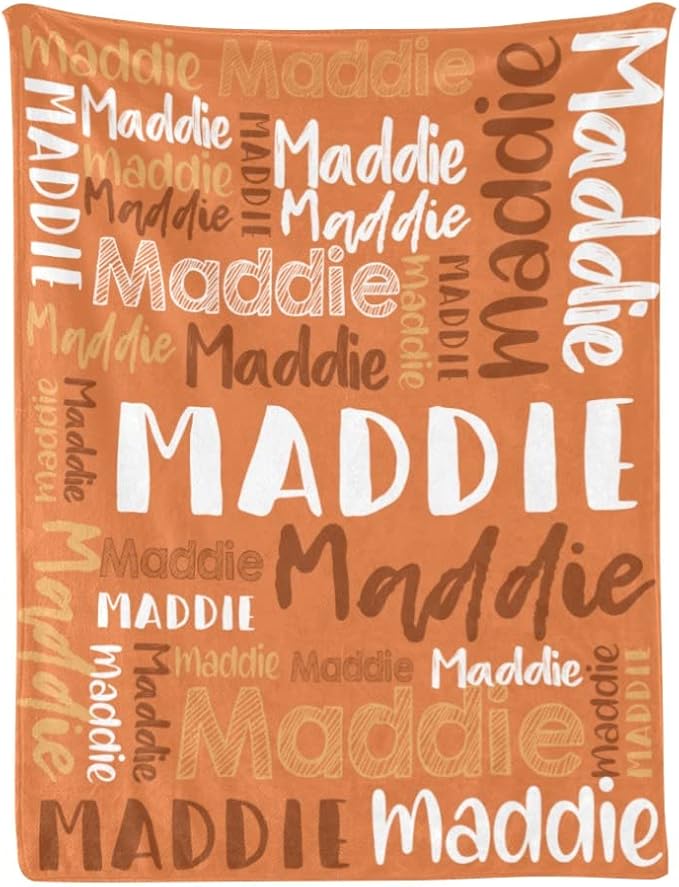 Dr.TOUGH Personalized Blankets with Name Customized Baby Blankets for Girls Boys Adults Monogrammed Blankets and Throws Christmas Birthday Mothers Fathers Valentines Day Gift (Dark-Orange,60''×80'')