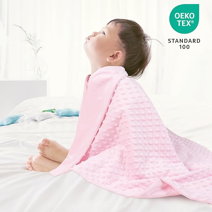 david's kids Micro Fleece Minky Baby Blanket for Girls with Double Layer and Soothing Raised Dots, Breathable and Soft Lightweight Receiving Blanket for Newborns 30x40 Inches, Pink