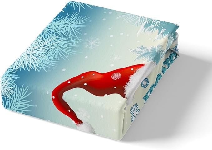 Manfei Winter Duvet Cover Set Queen Size, Christmas Gnomes Bedding Set 3pcs for Kids Boys Girls Bedroom Decor, White Snowflake and Trees Print Xmas Comforter Cover with 2 Pillowcases,No Comforter