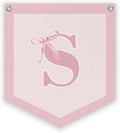 Lacama Initial Personalized Preppy Banner, Baby Girl Nursery Shower Decor Gifts, Coquette Pink Bow Teen Girl Gifts, Vintage Room Decor Toddler Room Bedroom Playroom Front Door Birthday Gift(S)