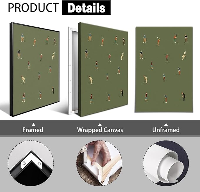 Golf Canvas Wall Art, Baby Boy Nursery Sports Posters, Animal Athletes Elephant Rabbit Pictures, Little Legend Charming Quote Print, Kids Bedroom Golf Course Wall Decor 8x12in Framed