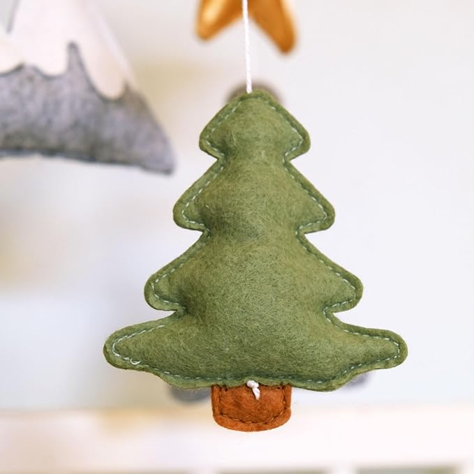 Woodland Baby Crib Mobile, Mountain Mobile for Crib for Boys & Girls, Neutral Nursery Mobile, Baby Shower Gift, with Moon, Trees, Stars & Clouds