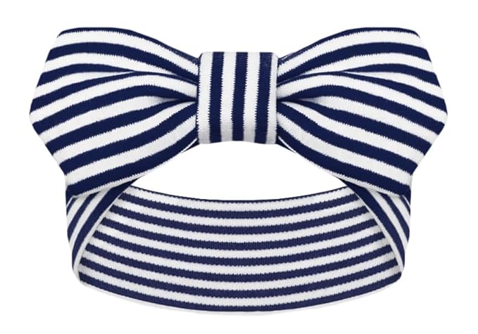 Creative Knitwear Navy Midshipmen Infant Girls Navy/White Striped Hair Knot Headband Embroidered Logo - Size Newborn - 4T