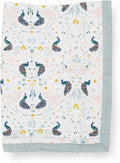 Little Unicorn Newborn Receiving Quilt | Ultra- Soft, Multi-Layered Muslin Fabric | Gift for Newborns & on-The-go (Peacock)