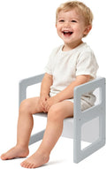 FUNLIO Height Adjustable Montessori Weaning Chair for Age 1-3, Quality Solid Wooden Chair, for Eating/Reading/Playing,Montessori Furniture with CPC Certified - Grey