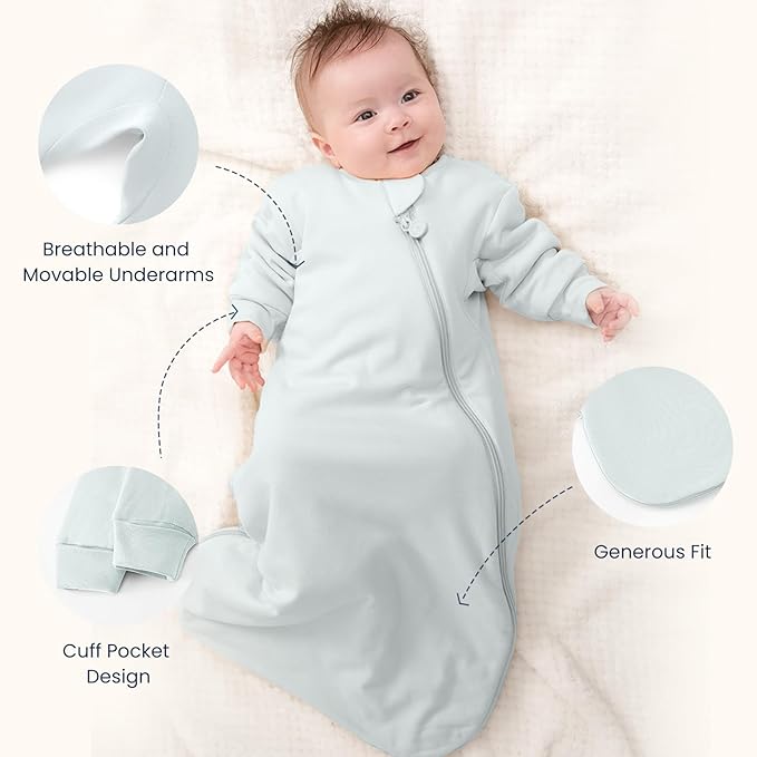 Unisex Sleeping Bag for Babies and Toddlers 1.0 Tog Sleep Sack 6-18 Months, Newborn Sleep Sack, Wearable Blanket Baby, One Piece Long Sleeves, Gifts for Baby
