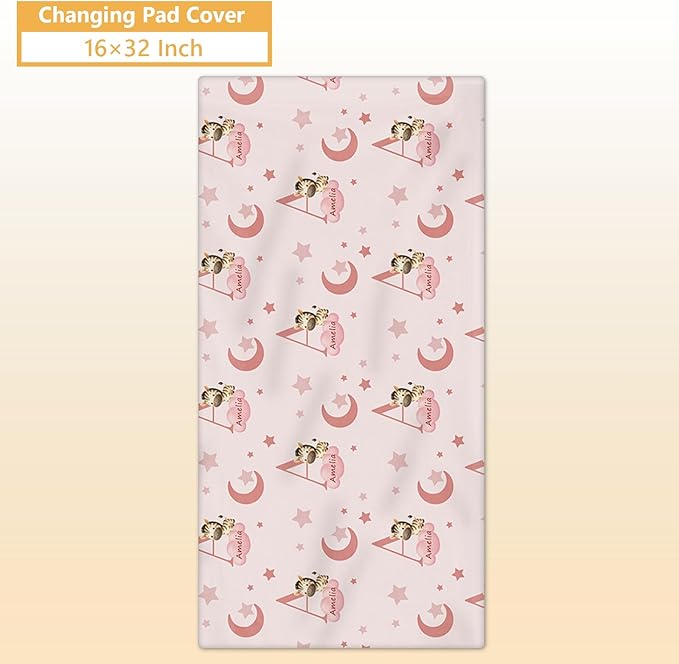 Personalized Baby Crib Bedding Set, 5 Pcs Custom Name Nursery Bedding Set, Pink Zebra Baby Bedding Set for Girls Boys, Double Layer Crib Sets, Customized Gifts for Infants Toddlers New Parents