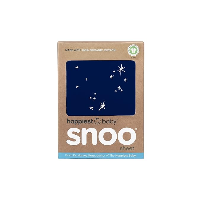 Happiest Baby SNOO Bassinet Fitted Sheet - 100% Organic Cotton Nursery Bedding - Fits SNOO Sleeper Crib Mattress (Midnight Galaxy)