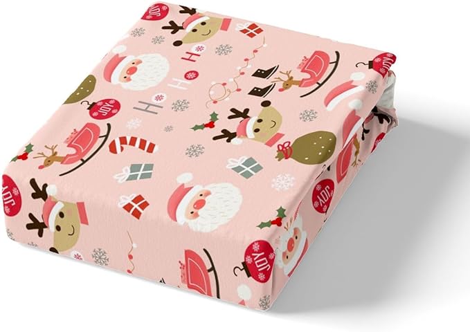 Manfei Christmas Duvet Cover Set Queen Size, Santa Claus and Reindeer Bedding Set 3pcs for Kids Girls Adult, New Year Theme Comforter Cover Soft Polyester Quilt Cover with 2 Pillowcases,No Comforter