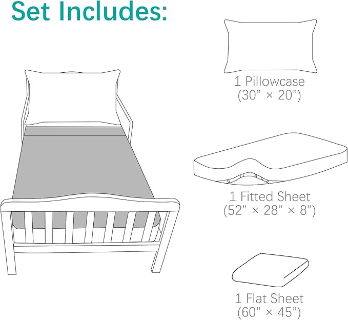 Biloban 3-Piece Toddler Sheet Set Microfiber, Toddler Bedding Set Includes Crib Mattress Sheet, Flat Sheet and Envelope Pillowcase, Silky Soft, Breathable and Lightweight, Navy