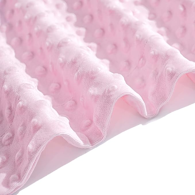 david's kids Micro Fleece Minky Baby Blanket for Girls with Double Layer and Soothing Raised Dots, Breathable and Soft Lightweight Receiving Blanket for Newborns 30x40 Inches, Pink
