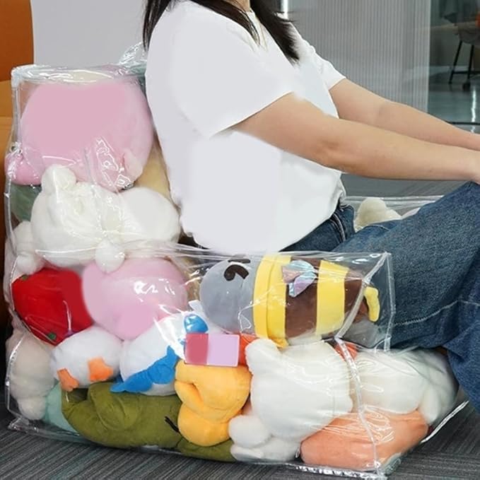 Stuffed Animal Storage Bean Bag Chair, Transparent Material and Hidden Zippers, Spacious Design for Stuffed Animals, Perfect for Home Organization and Cozy Seating in Various Spaces